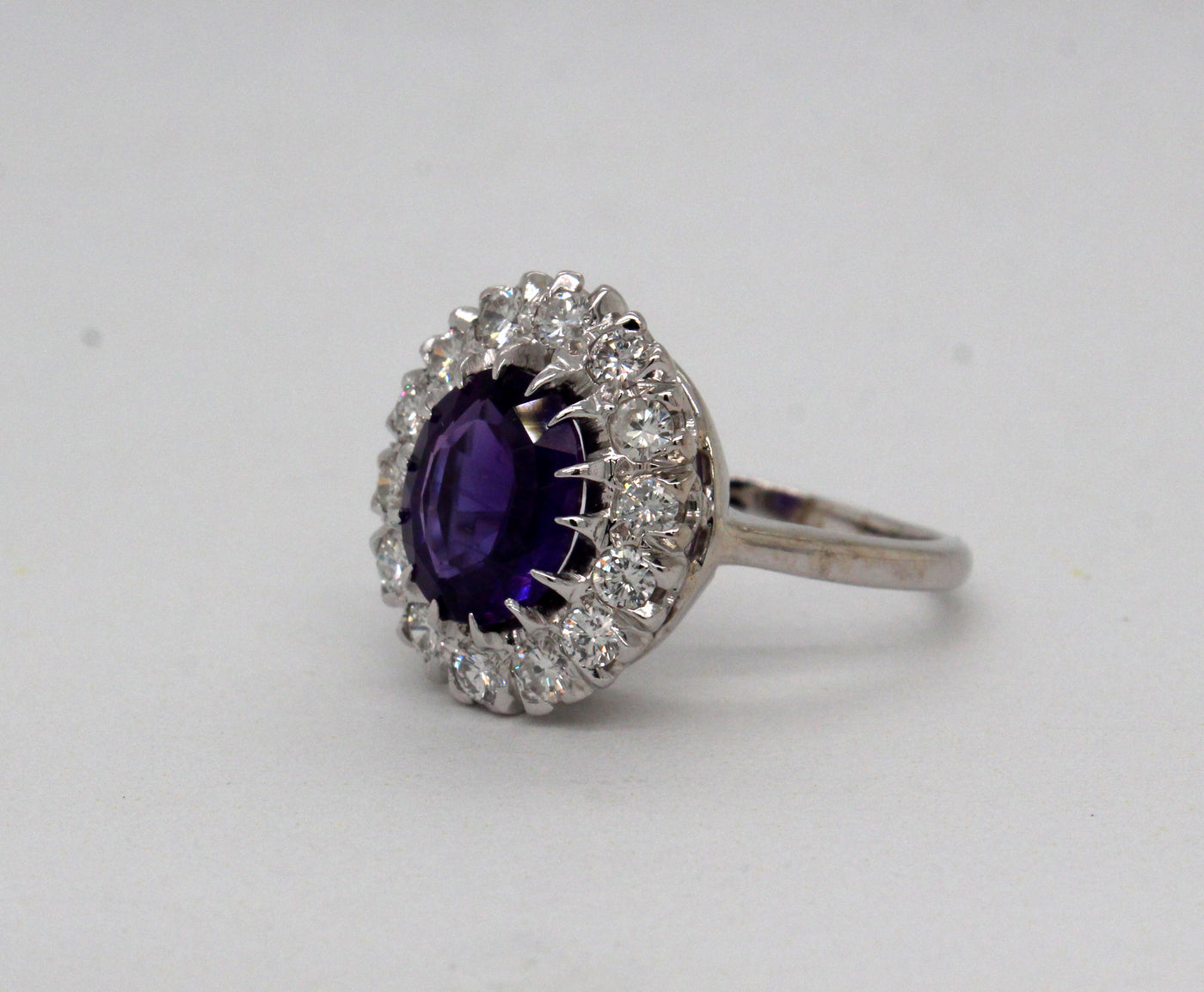 Estate 14KW 2.20 Ct Amethyst and .77 Cttw Diamond Ring