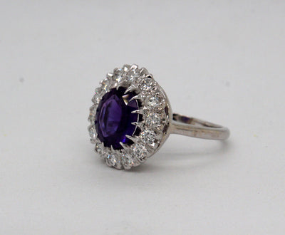 Estate 14KW 2.20 Ct Amethyst and .77 Cttw Diamond Ring