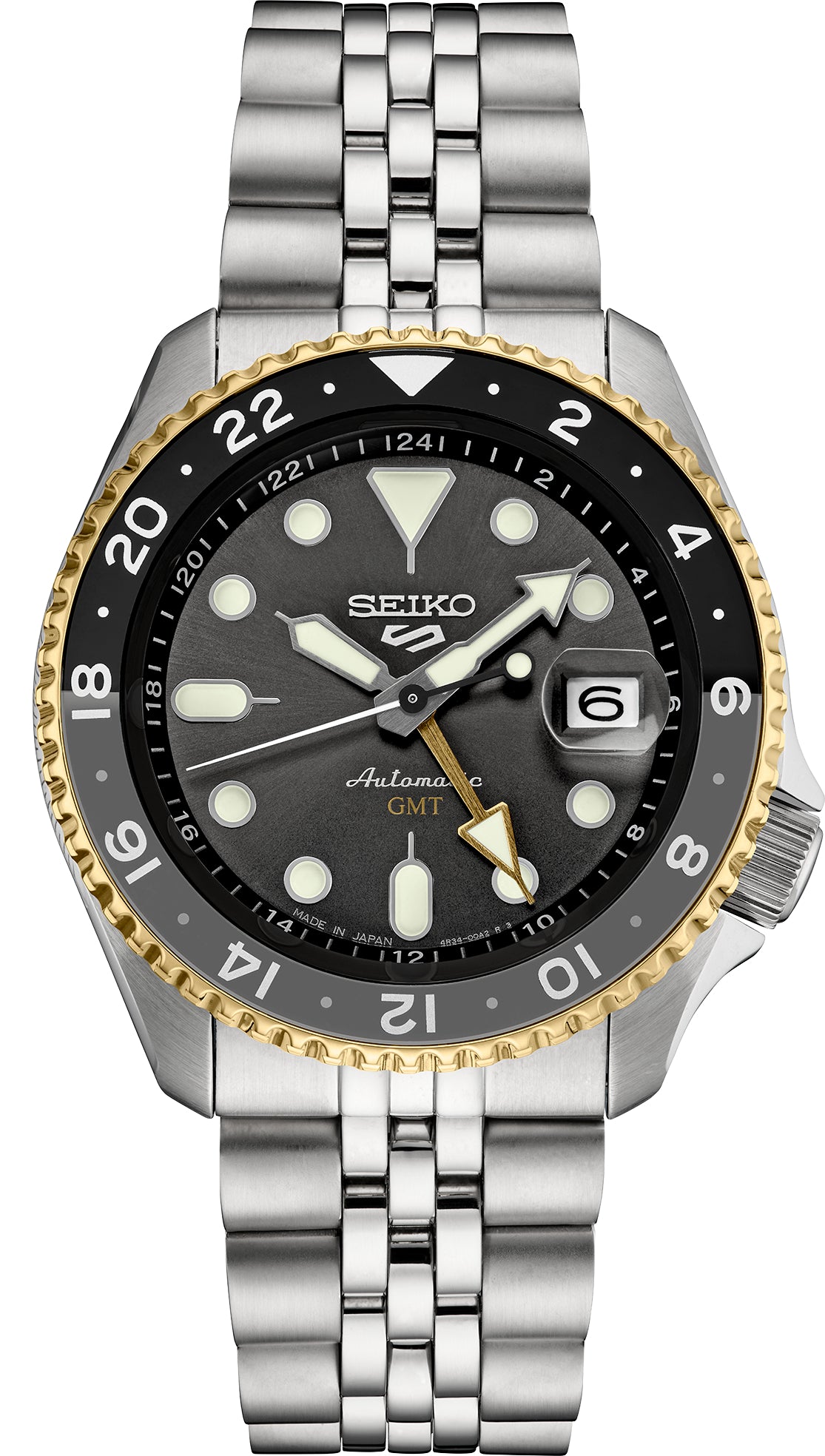 Gts Seiko Automatic GMT Black Dial with Gold Accents Watch SSK021