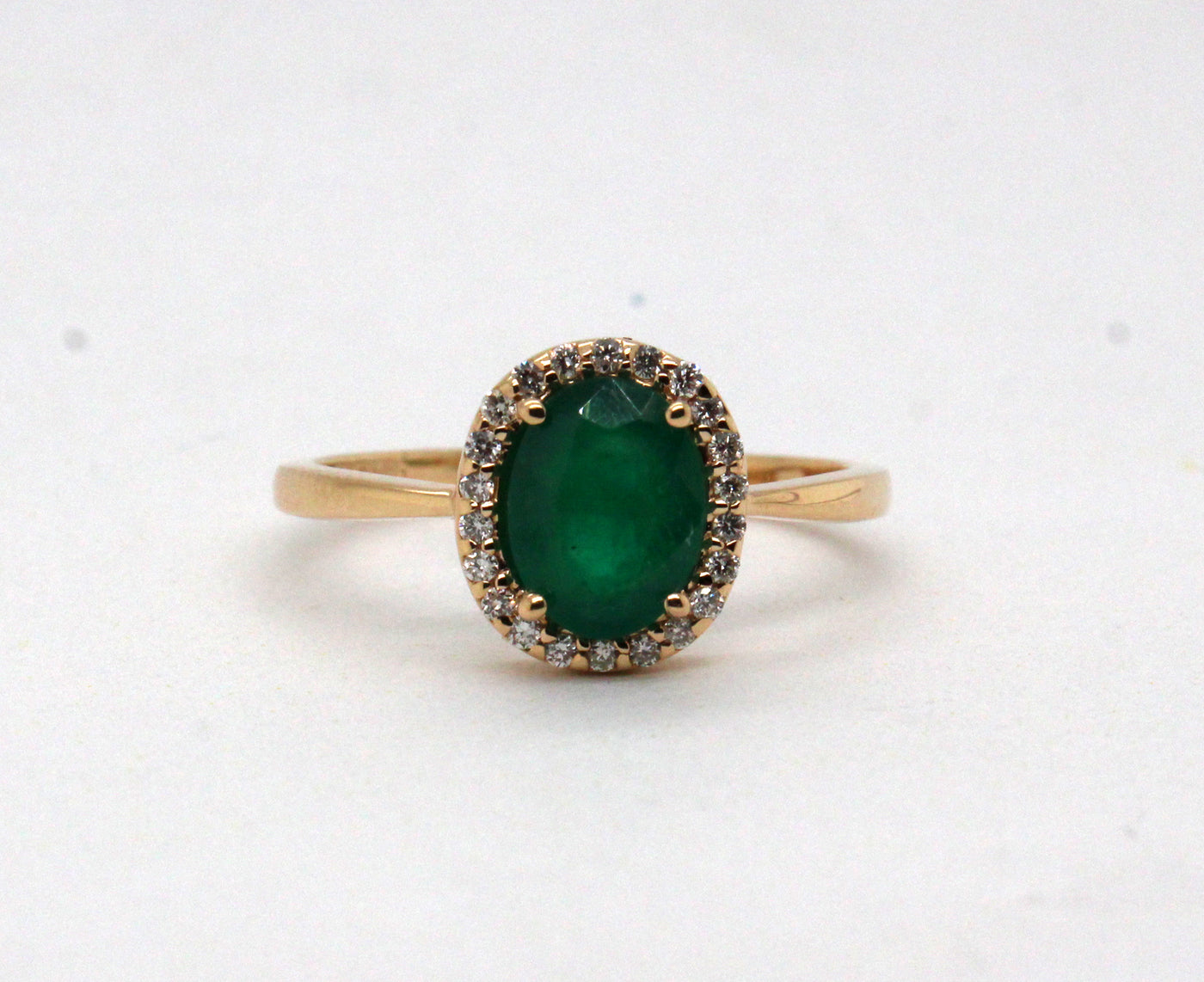 14KY 1.10 Ct Emerald and .14 Cttw Diamond Ring