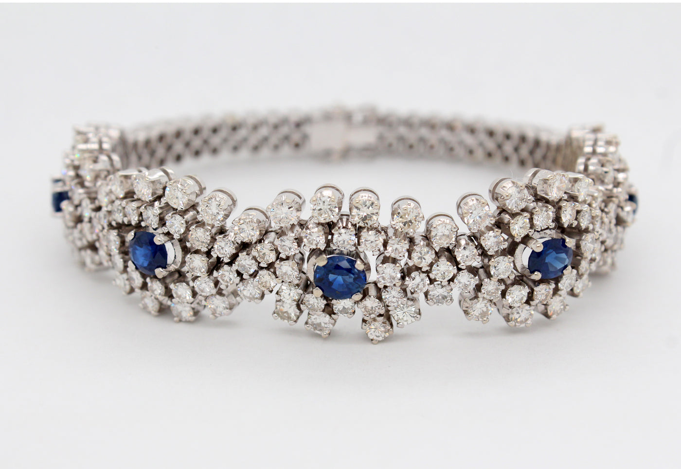 Estate 18KW 1.50 Cttw Sapphire and 8.00 Ctw Diamond Bracelet