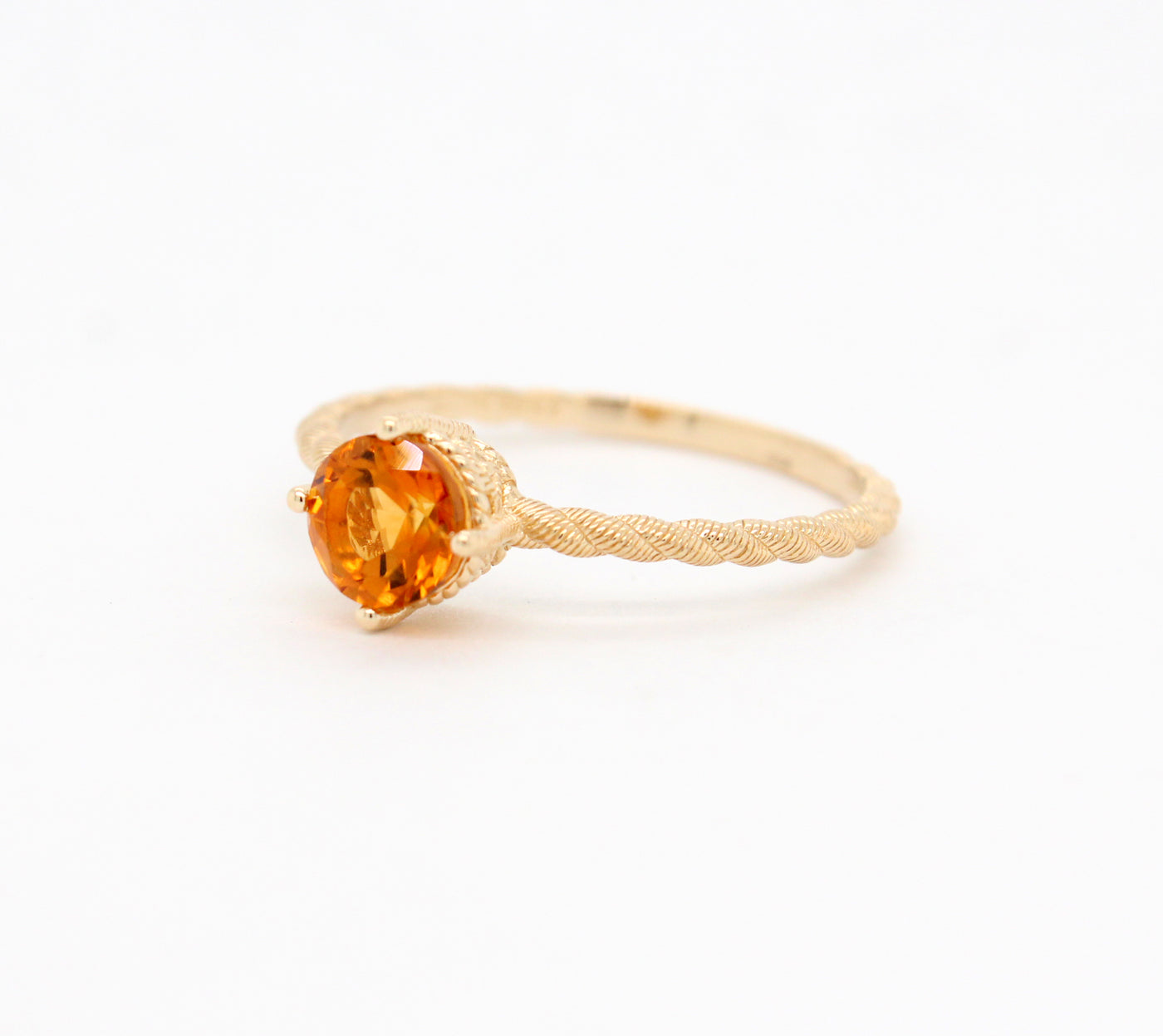 Estate 14KY Judith Ripka Citrine Gemstone Ring with Rope Design