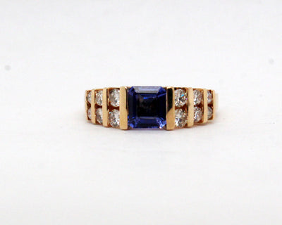 Estate 14KY .73 Ct Tanzanite and .50 Cttw Diamond Ring, I in Color and