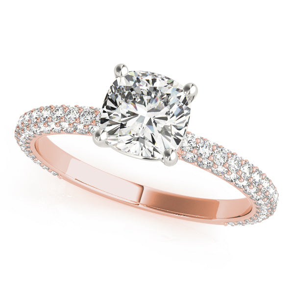 PAVE ENGAGEMENT RING WITH CUSHION HEAD