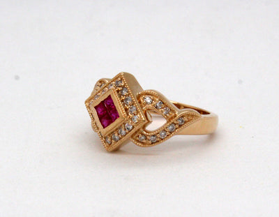 Estate 14KY .36 Cttw Ruby and .25 Cttw Diamond Ring