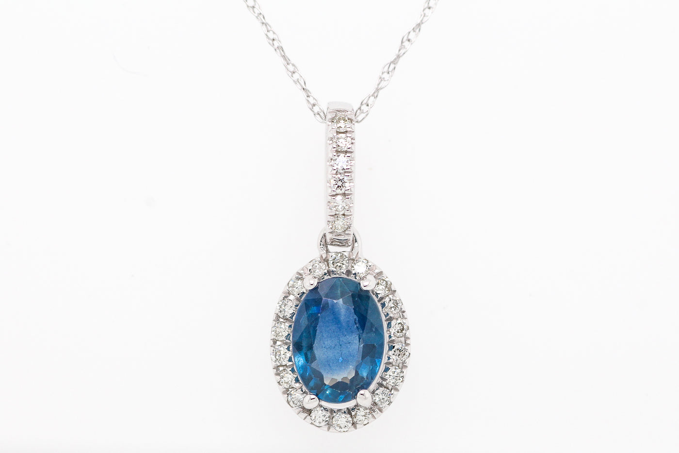 14KW 1.00 Ct Sapphire And Diamond Pendant