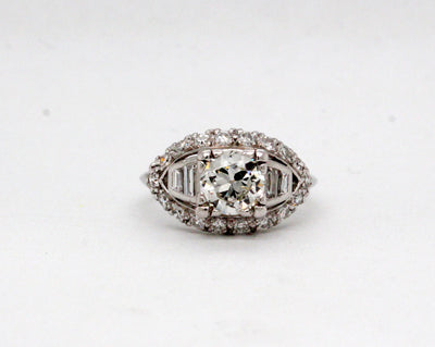 Estate 18KW 1.48 Cttw Diamond Vintage Engagement Ring