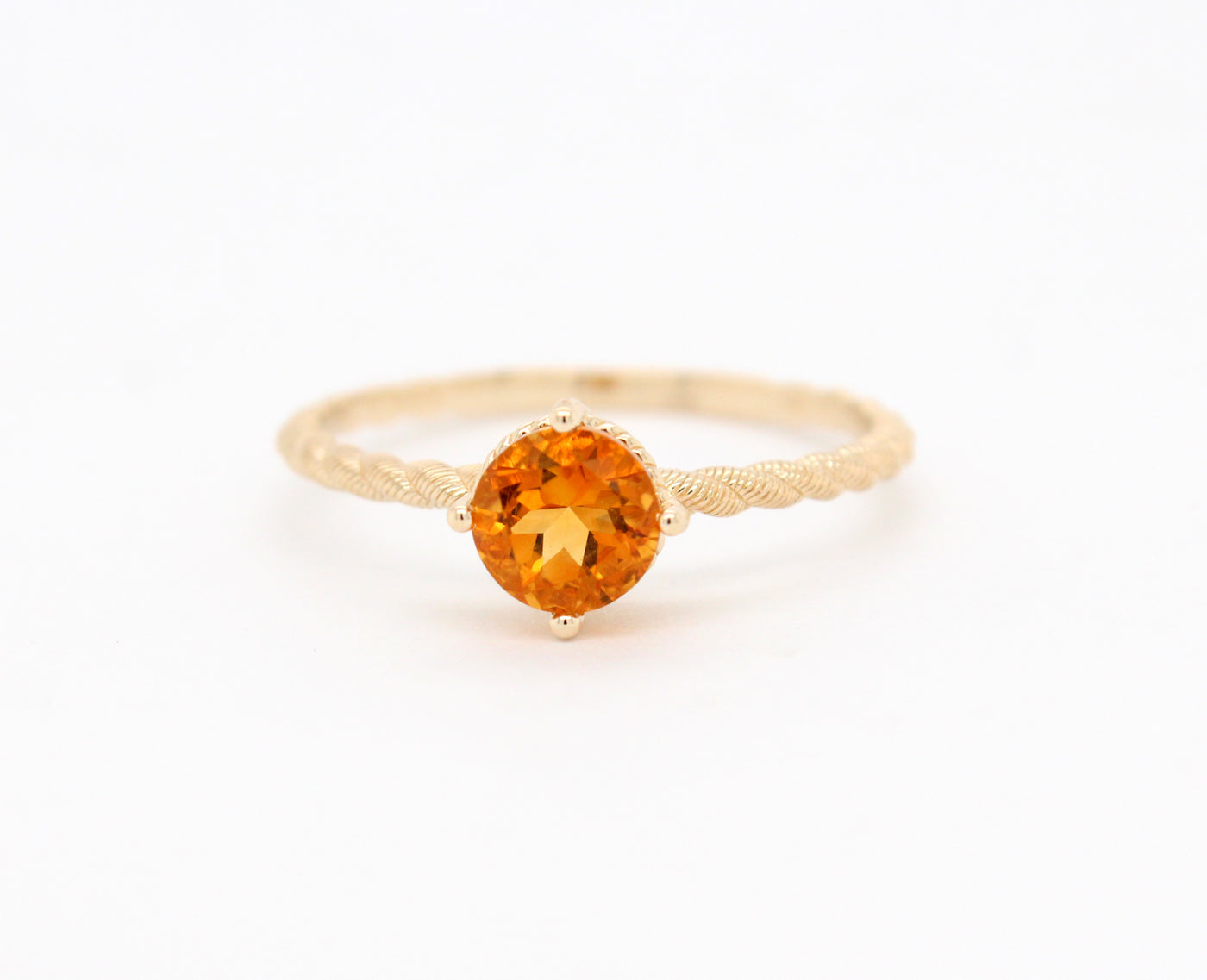 Estate 14KY Judith Ripka Citrine Gemstone Ring with Rope Design