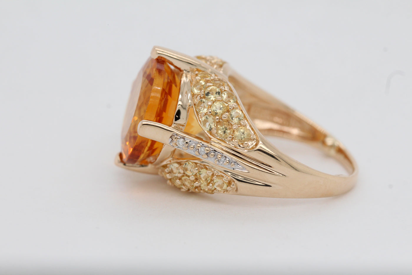 Estate 14KY 8.12 Cttw Citrine and .04 Cttw Diamond Ring H in Color and