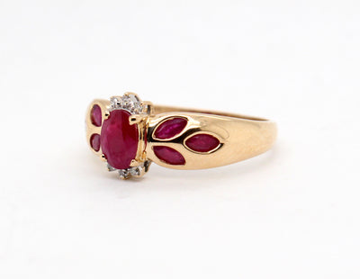 Estate 14KY 2.50 Cttw Ruby and .03 Cttw Diamond Ring