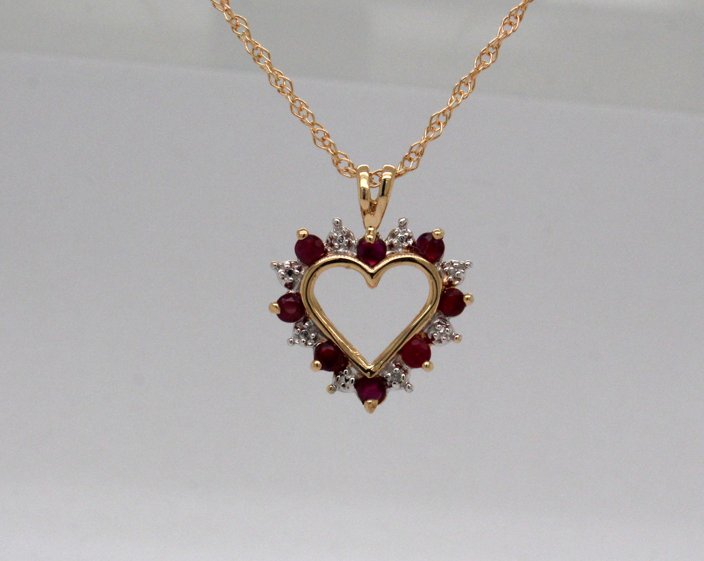 Estate  10KY .32 Cttw Ruby and .01 Ct Diamond Pendant