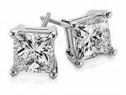 14KW .50 Cttw Princess Cut Diamond Stud Earrings