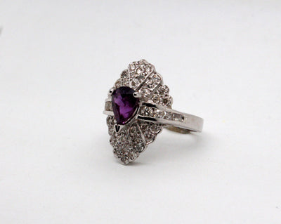 Estate 14KW 1.85 Ct Purple Sapphire and .60 Cttw Diamond Ring