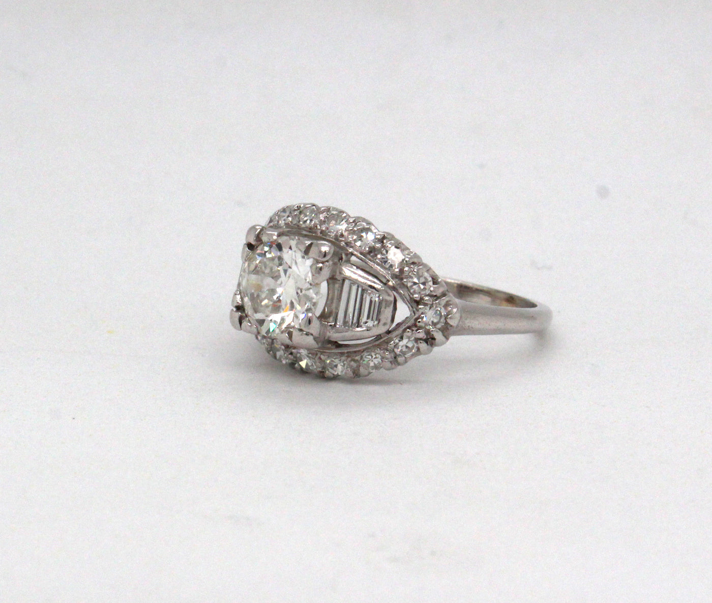 Estate 18KW 1.48 Cttw Diamond Vintage Engagement Ring