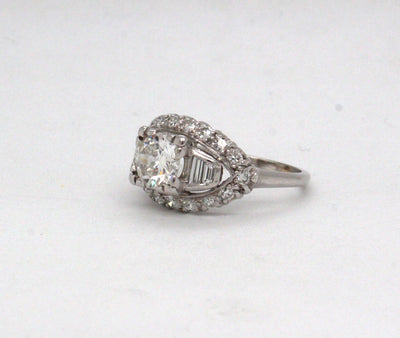 Estate 18KW 1.48 Cttw Diamond Vintage Engagement Ring