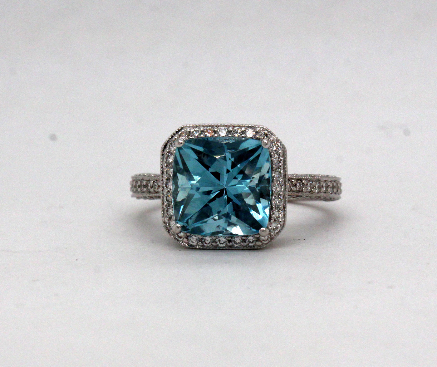 18KW Simon G 3.45 Ct Aquamarine and .90 Cttw Diamond Ring G in Color a