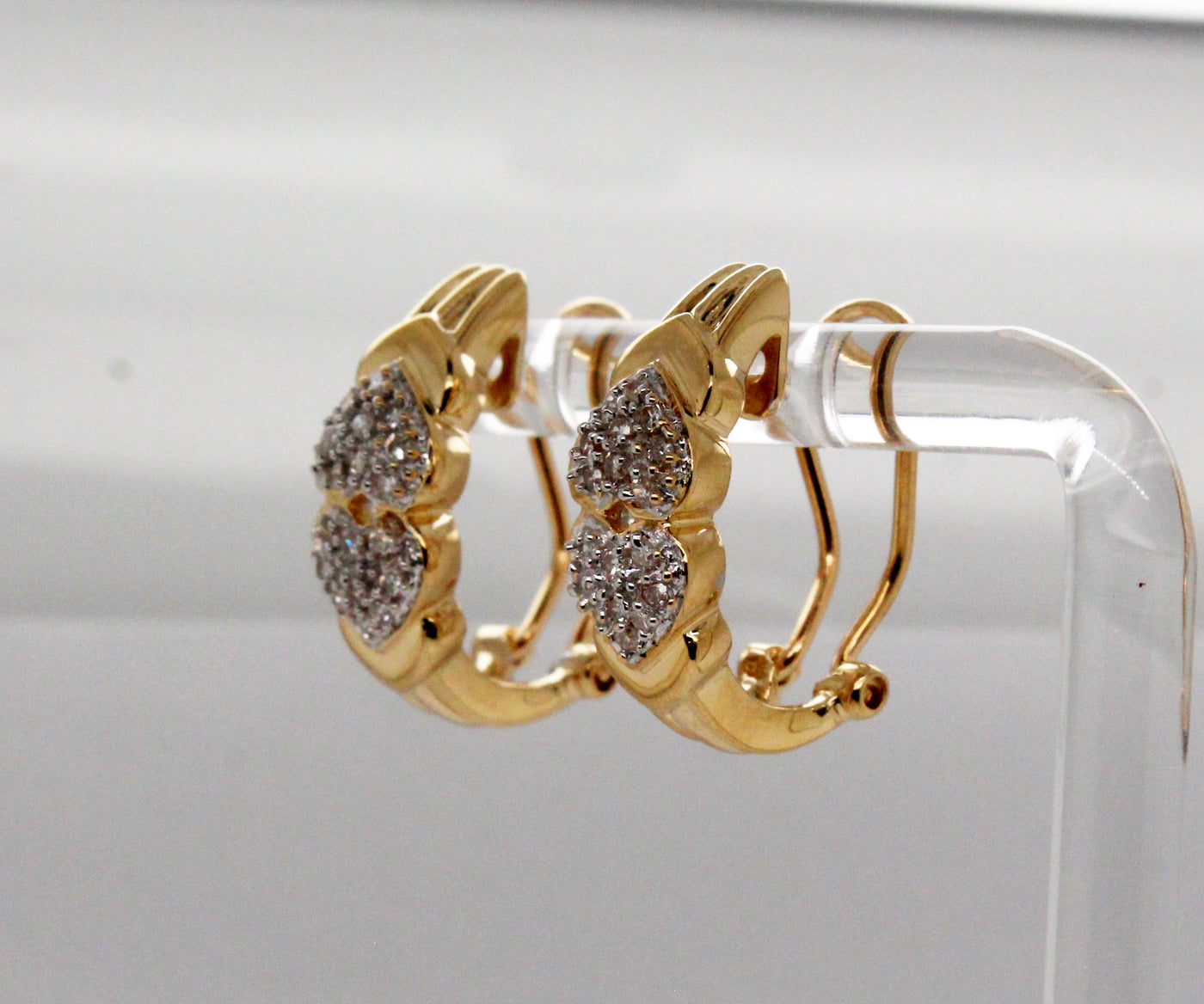 Estate 14KY .25 Cttw Diamond Hoop Earrings