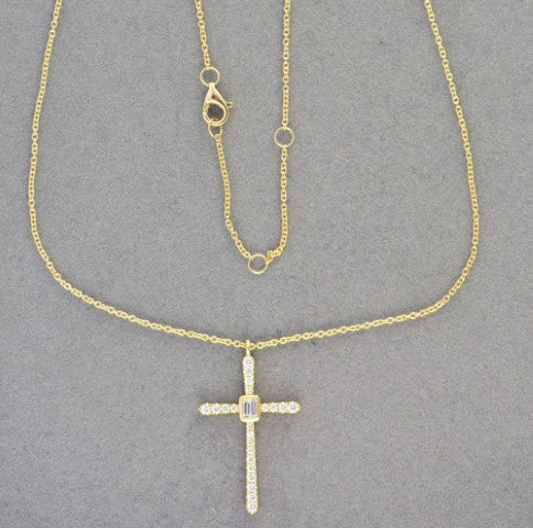 18KW Diamond Cross Necklace