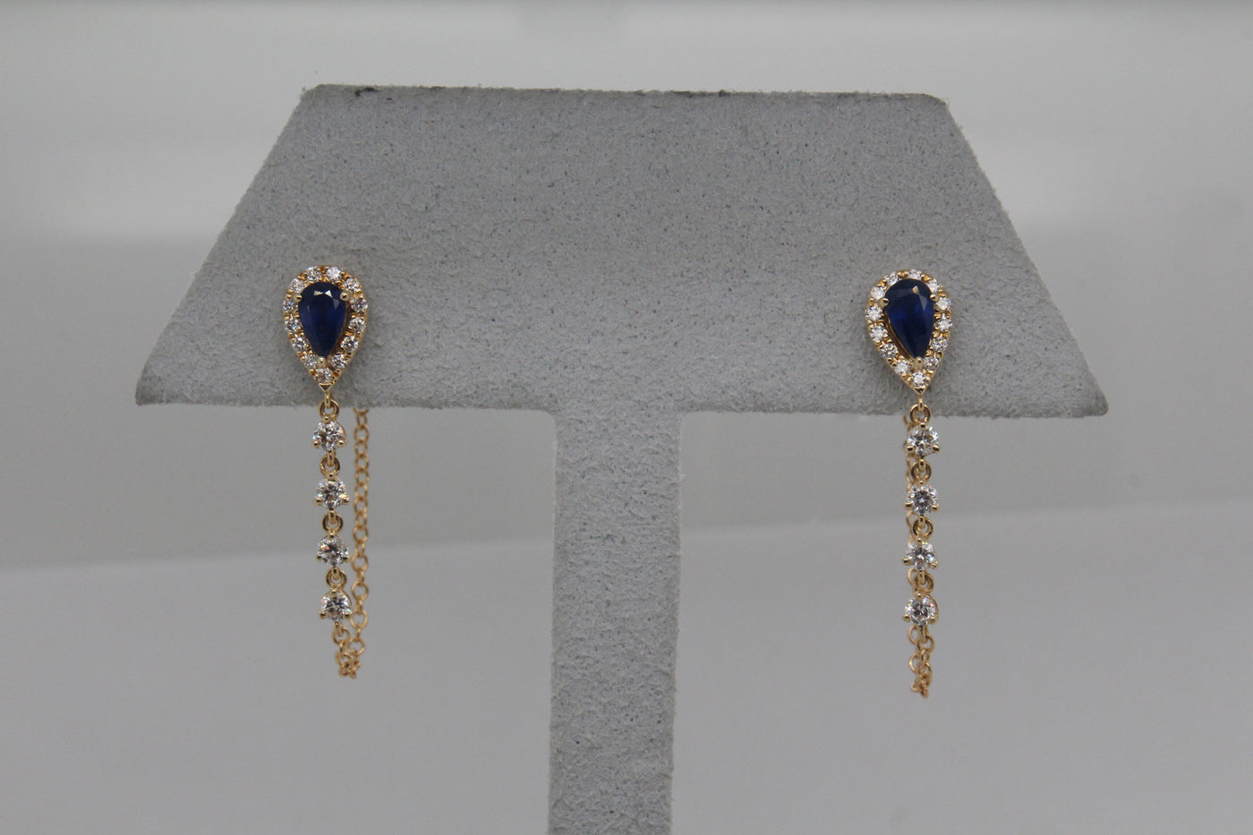 14KY .56 Cttw Sapphire and .35 Cttw Diamond Earrings