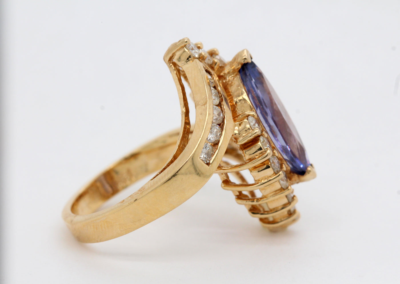 Estate 14KY 3.40 Ct Tanzanite and .60 Cttw Diamond Ring