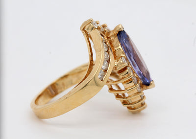 Estate 14KY 3.40 Ct Tanzanite and .60 Cttw Diamond Ring