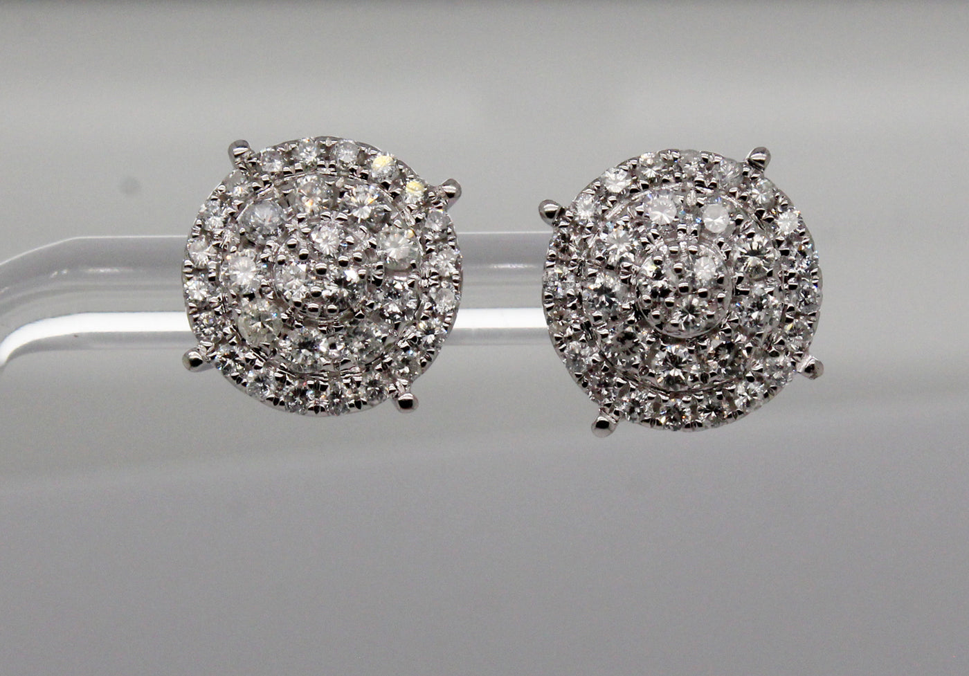 Estate 14KW .91 Cttw Diamond Cluster Earrings H in Color and SI2 in Cl