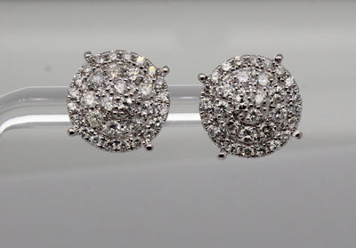 Estate 14KW .91 Cttw Diamond Cluster Earrings H in Color and SI2 in Cl