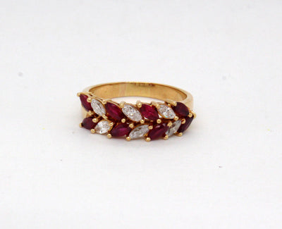 Estate 18KY 1.36 Cttw Ruby and .72 Cttw Diamond Ring H in Color and SI