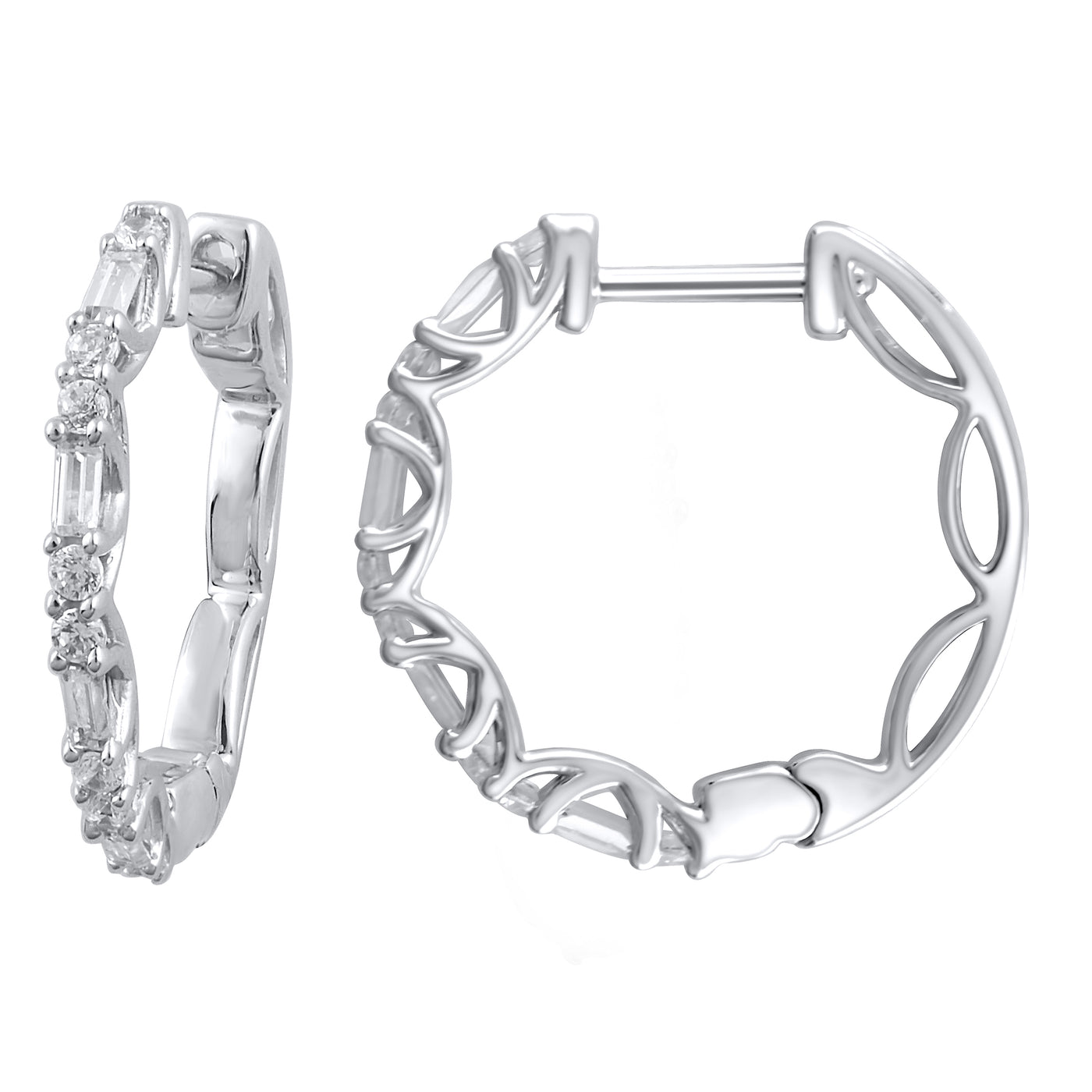 10KW .38 CTTW DIAMOND HOOP EARRINGS, I-I1