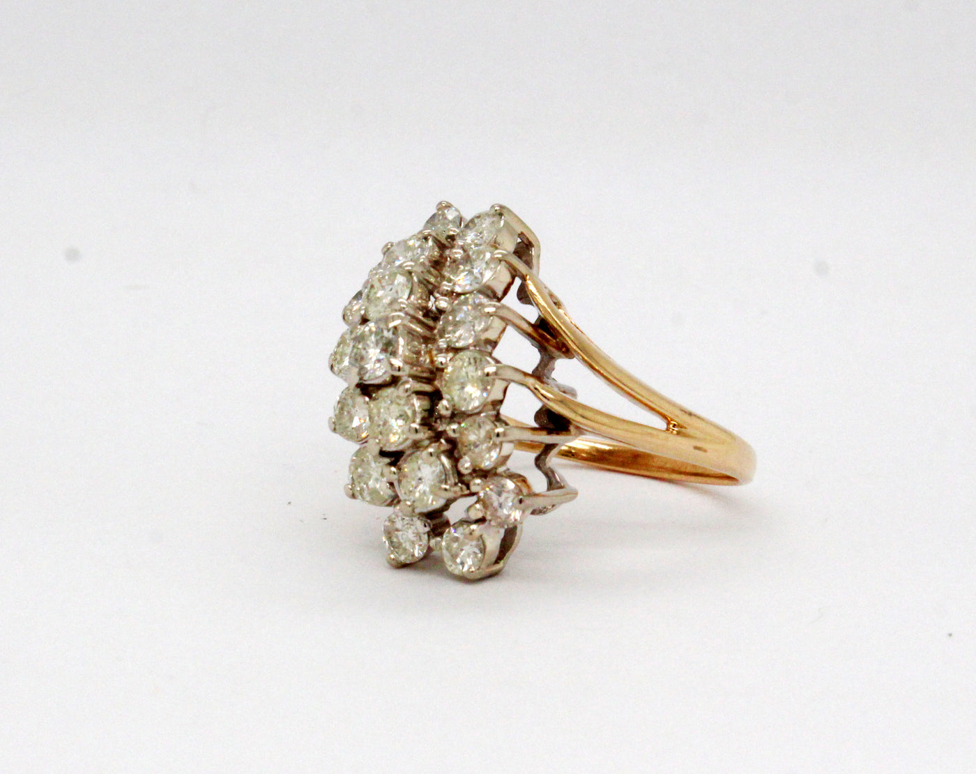 Estate 14KTT 2.04 Cttw Diamond Waterfall Ring