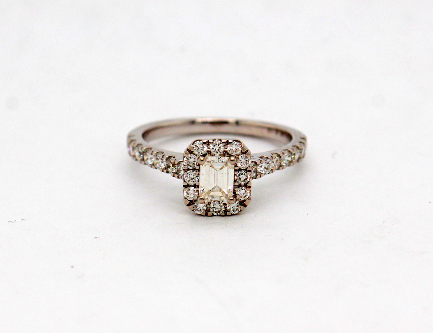 Estate 14KW 1.20 Cttw Lab Grown Diamond Halo Engagement Ring