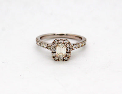 Estate 14KW 1.20 Cttw Lab Grown Diamond Halo Engagement Ring