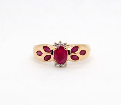 Estate 14KY 2.50 Cttw Ruby and .03 Cttw Diamond Ring