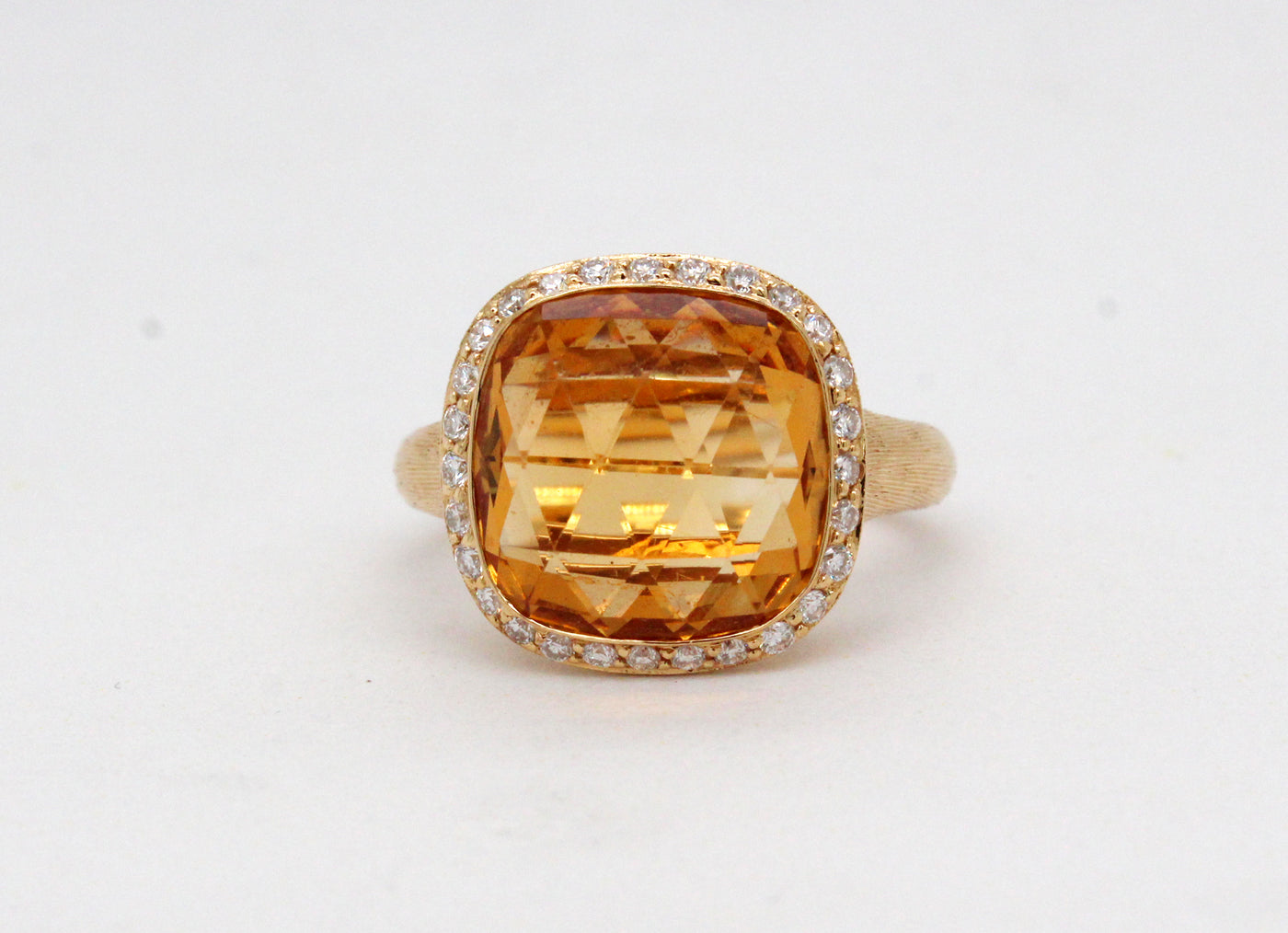 Estate 18KY 3.85 Ct Citrine and .20 Cttw Diamond Ring by Adler