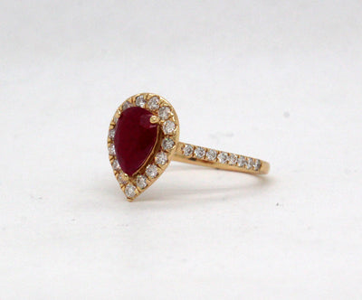 14KY 1.50 Ct Ruby and .55 Cttw Diamond Ring H in Color and SI2 in Clar