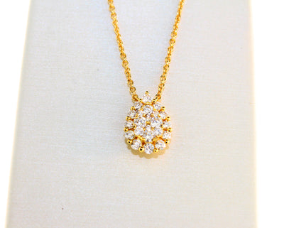 18KY Diamond Cluster Necklace