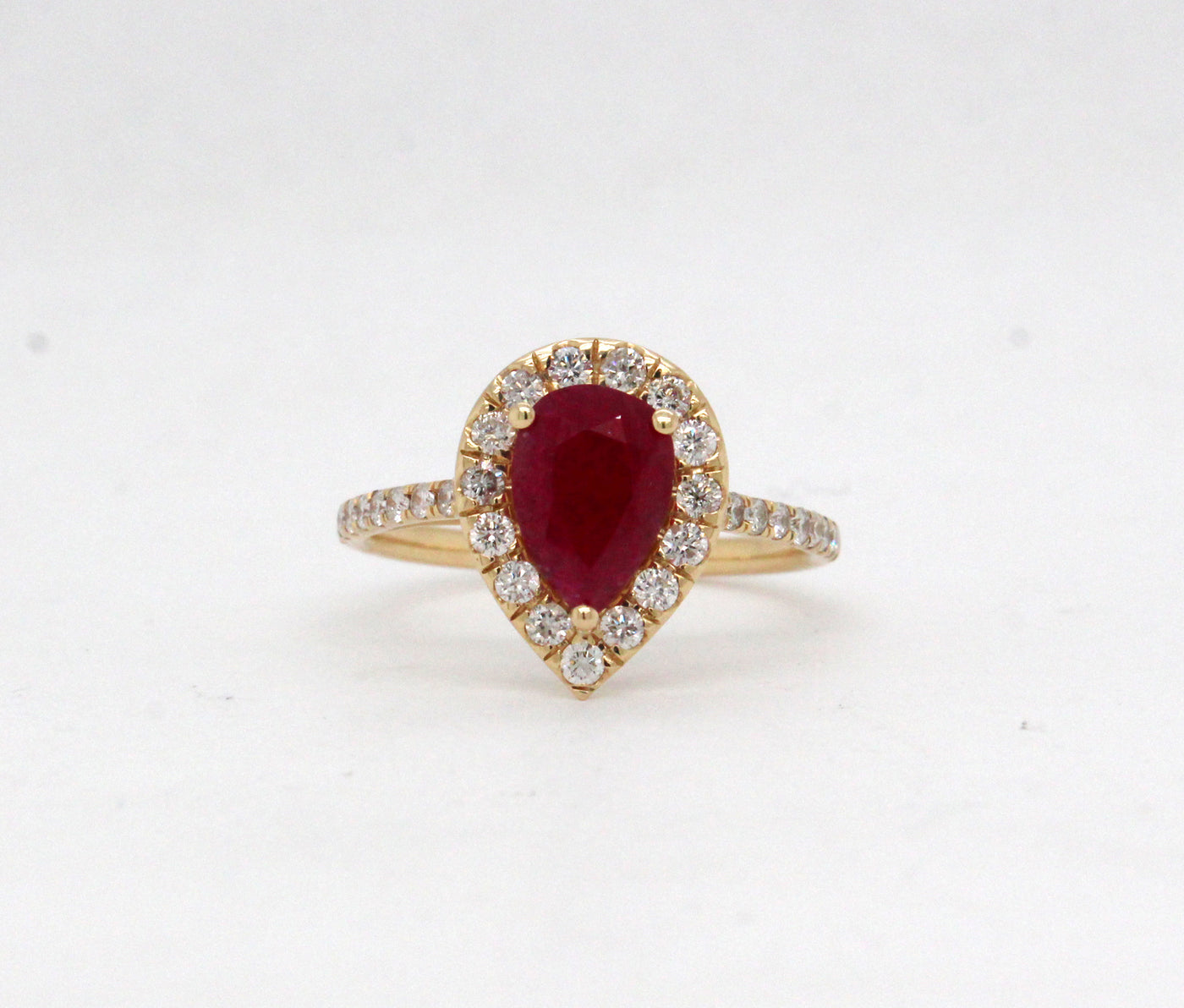 14KY 1.50 Ct Ruby and .55 Cttw Diamond Ring H in Color and SI2 in Clar