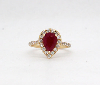 14KY 1.50 Ct Ruby and .55 Cttw Diamond Ring H in Color and SI2 in Clar