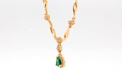 14KY Emerald and Diamond Necklace