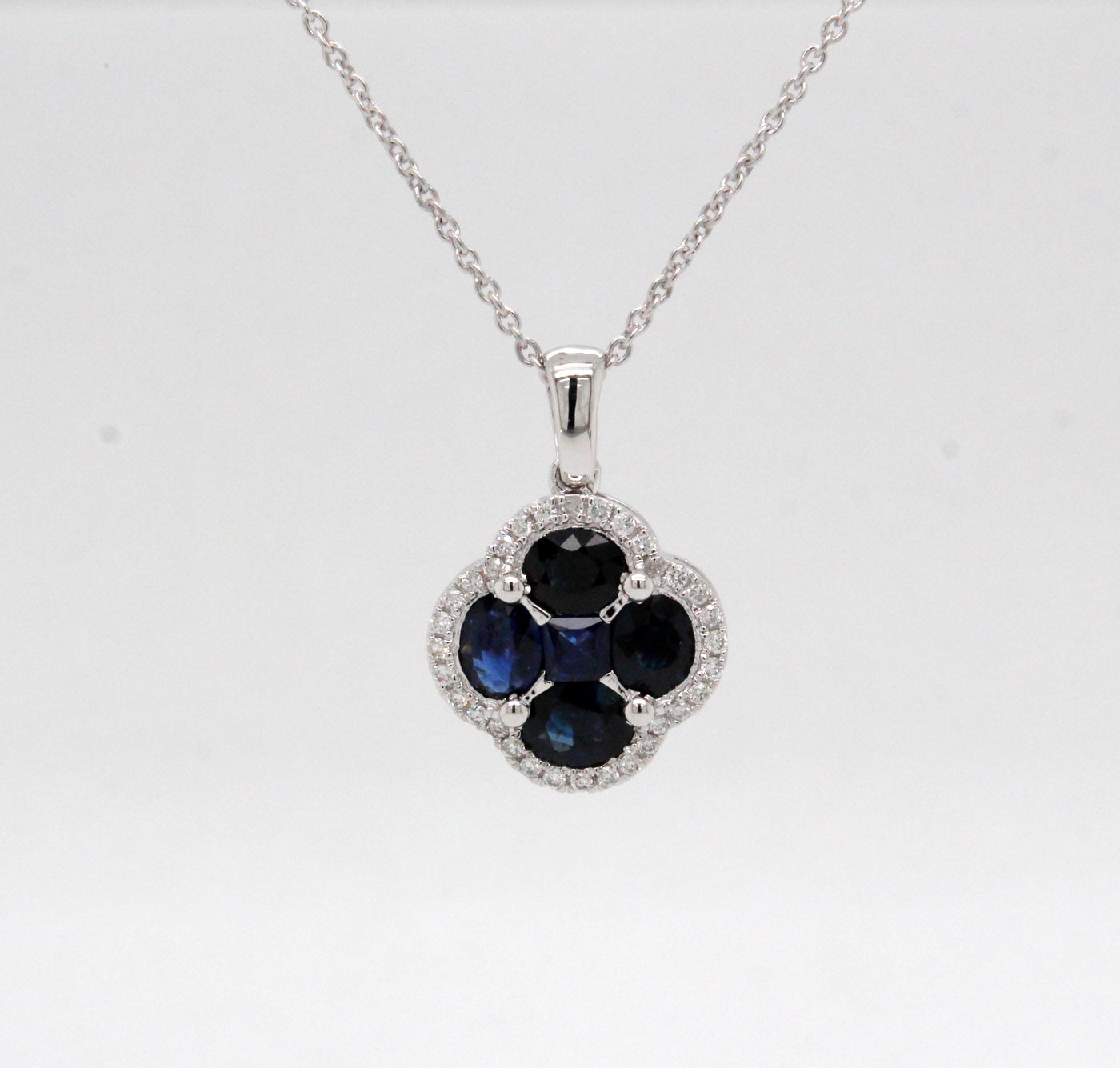 14KW 1.30 Cttw Sapphire and .12 Cttw Diamond Pendant