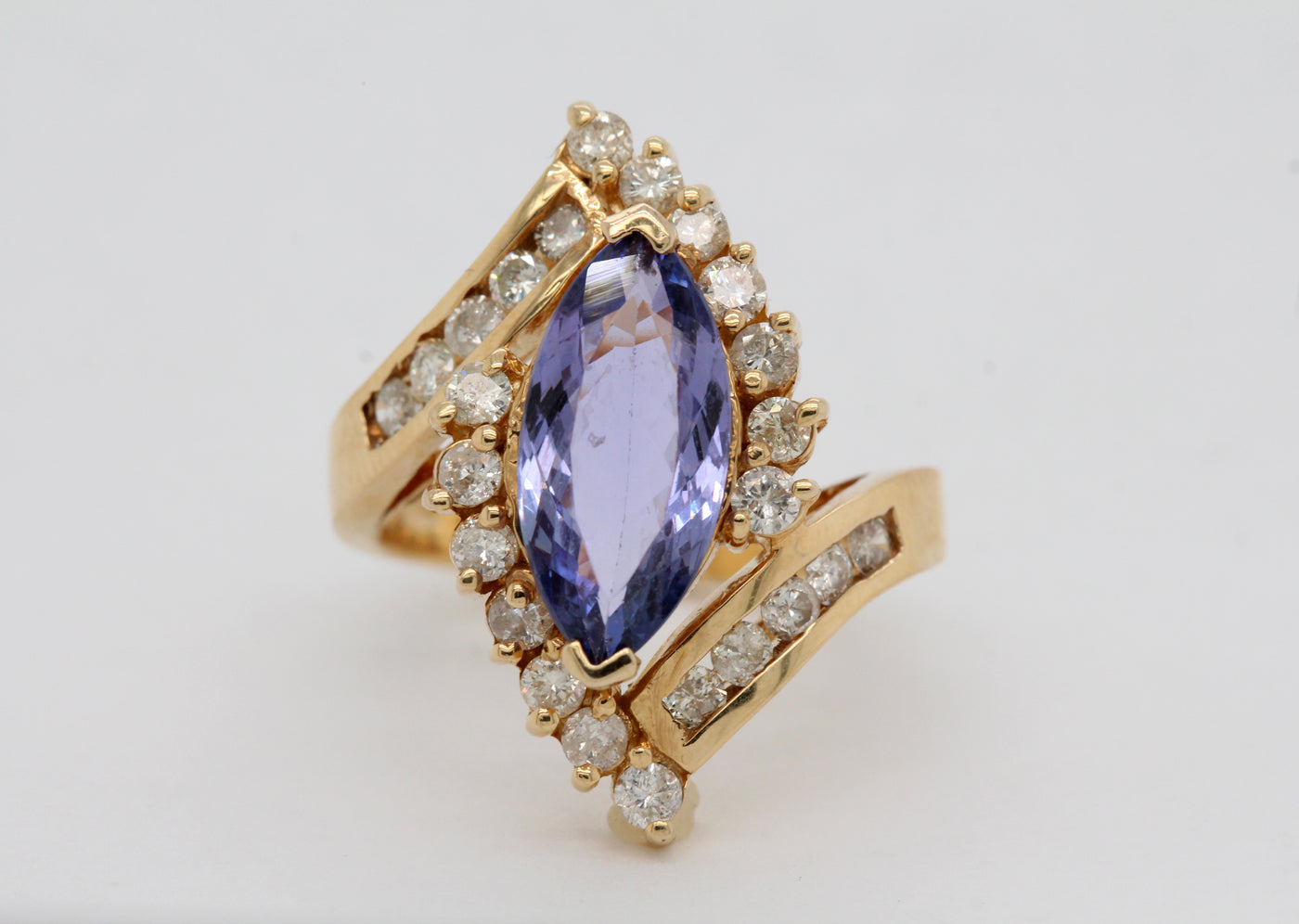 Estate 14KY 3.40 Ct Tanzanite and .60 Cttw Diamond Ring