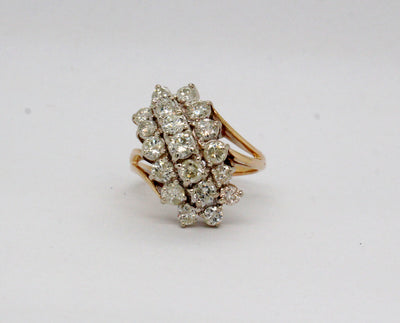 Estate 14KTT 2.04 Cttw Diamond Waterfall Ring