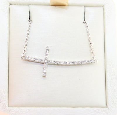 18KW Diamond Cross Necklace