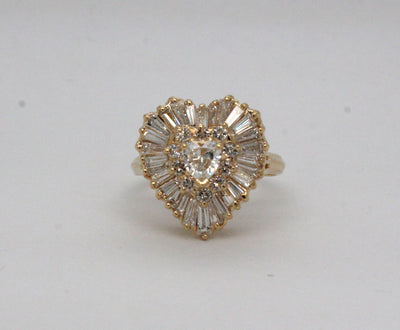 Estate 14KY 2.03 Cttw Heart Shaped Ballerina Ring