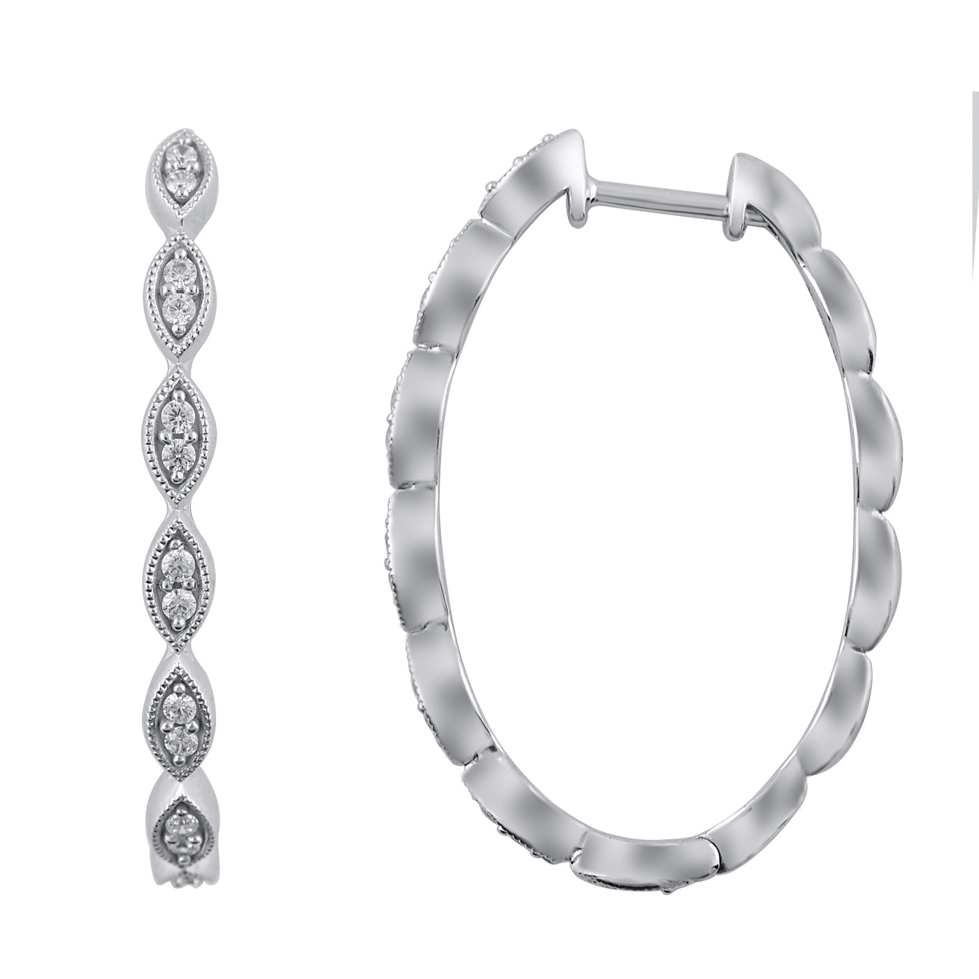 10KW .25 CTTW DIAMOND HOOP EARRINGS, I-I1