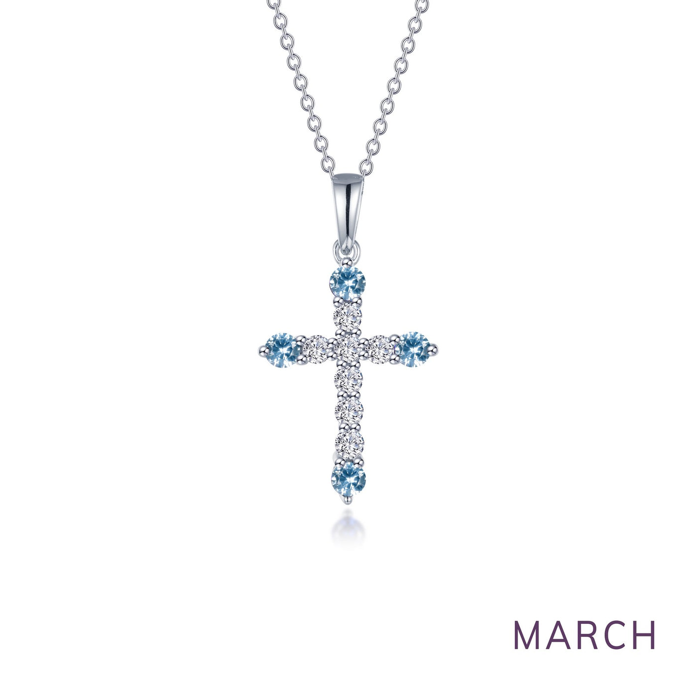 March Birthstone Cross Necklace