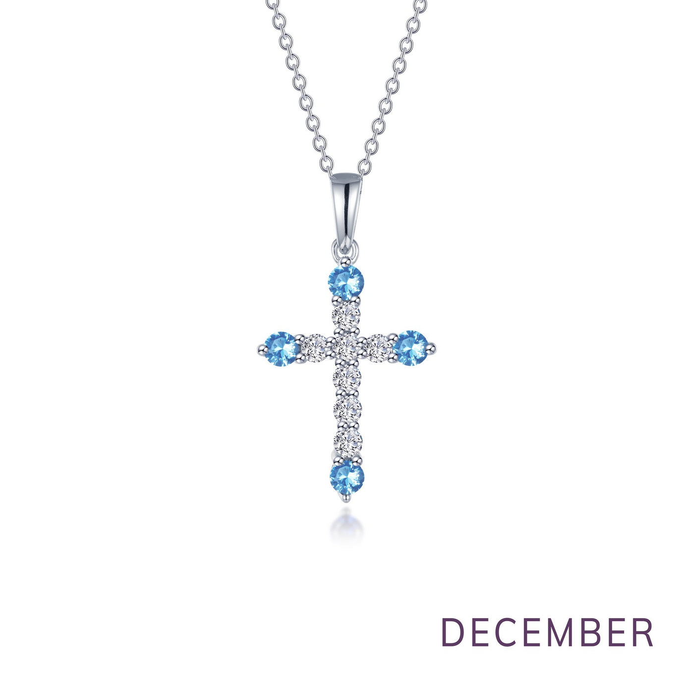 December Birthstone Cross Necklace