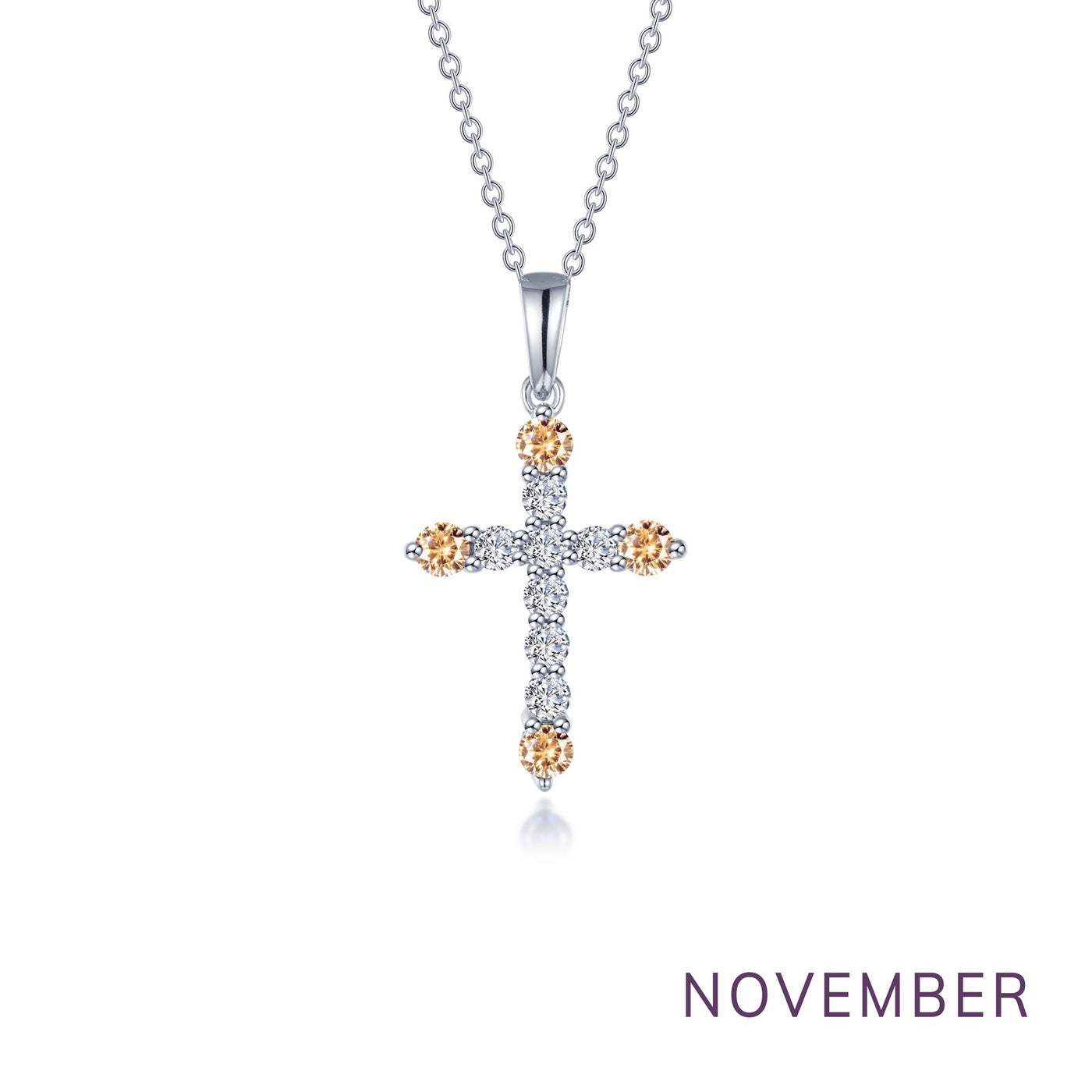 November Birthstone Cross Necklace