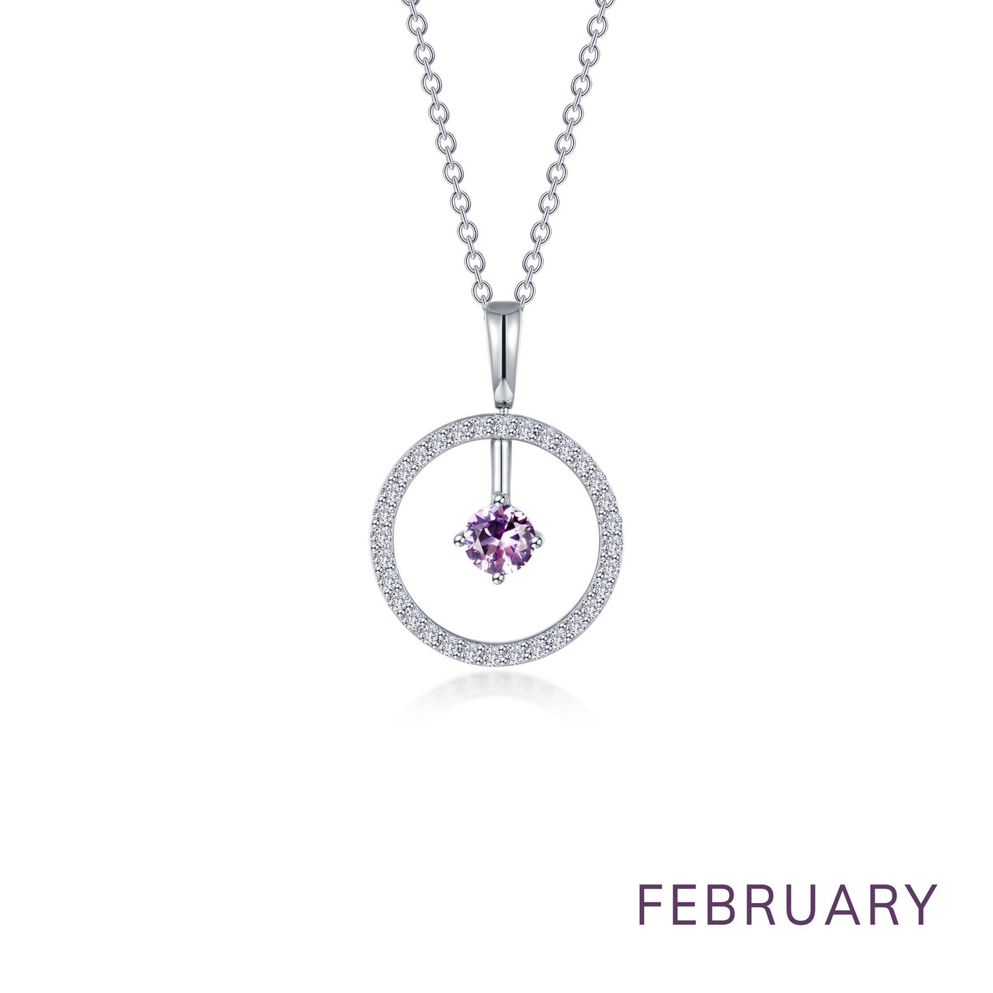 February Birthstone Reversible Open Circle Necklace