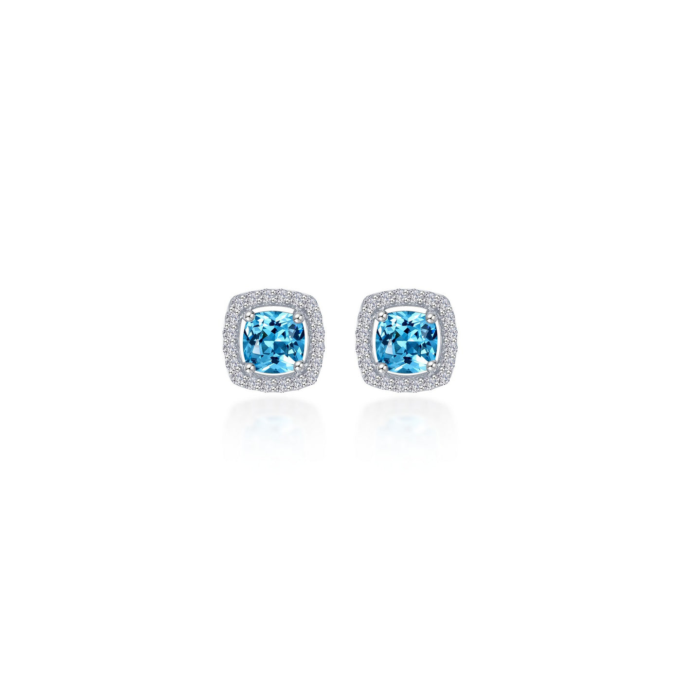 Cushion-Cut Halo Stud Earrings